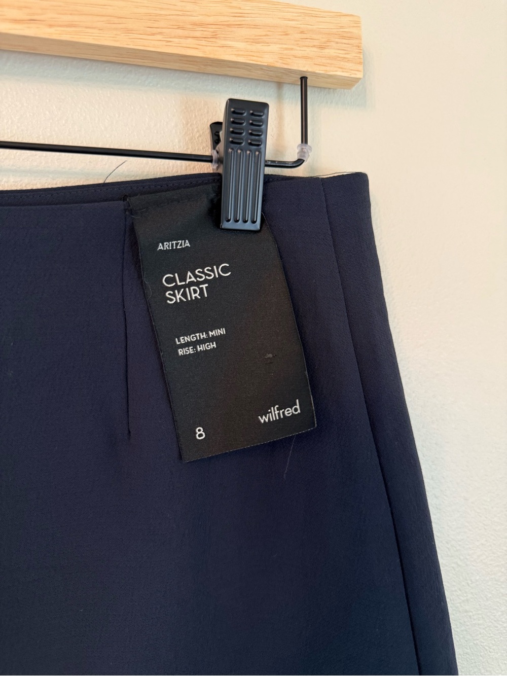 Aritzia Wilfred Classic Mini Skirt Navy High Rise NWT Size 8 - Picture 2 of 10